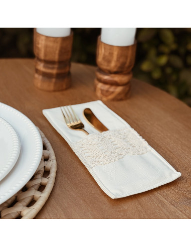 Porta Cubiertos - Puntilla Ancha x 4 unidades