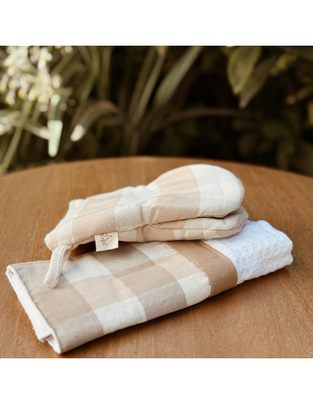 Set Manopla Mini y Repasador - Cuadros