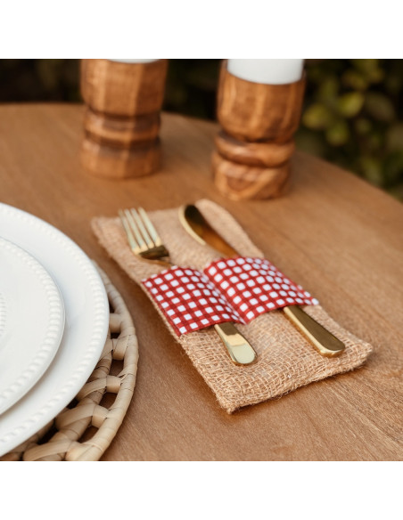 Porta Cubiertos - Arpillera Malmo - Cuadrille mini x 4 unidades