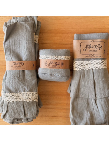 Set Lovely Mesa Tusor: 4 Ind + Panera + Camino + Bolsita