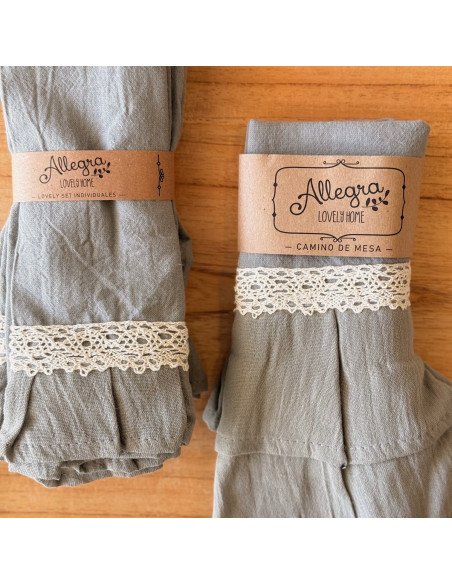 Set Lovely Mesa Tusor: 4 Ind + Panera + Camino + Bolsita