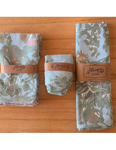 Set Lovely Mesa AM: 4 Individuales + Panera + Camino + Bolsita