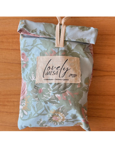 Set Lovely Mesa AM: 4 Individuales + Panera + Camino + Bolsita