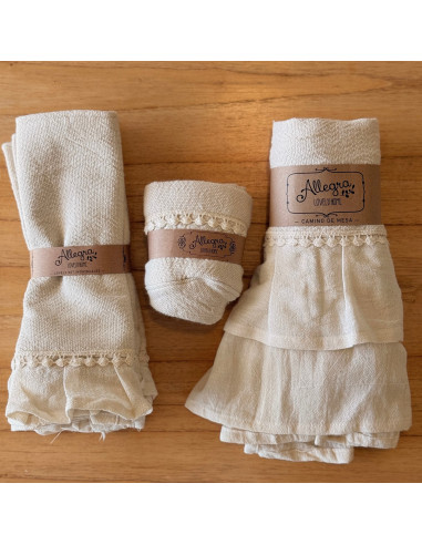 Set de Mesa Elena:  Individuales x 4, Camino y Panera