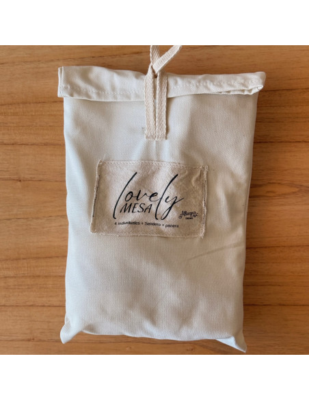 Set Lovely Mesa Premium - Allegra Classic: 4 Individuales + Camino de mesa + Panera + Bolsita