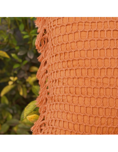 Almohadón Crochet Cuadros y Flecos  - Hilo Color - 40 x 60