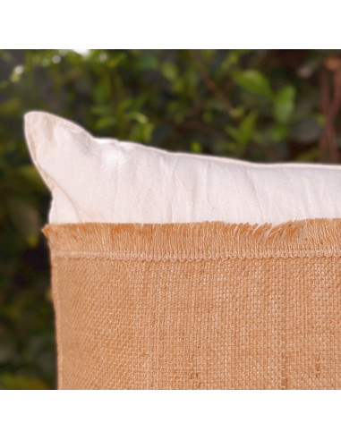 Combo Almohadones  Natural Centro Arpillera y Flecos Lat