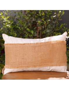Combo Almohadones  Natural Centro Arpillera y Flecos Lat
