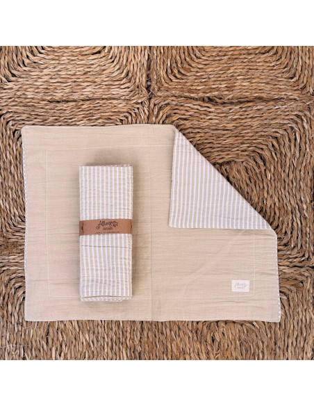 Individuales Reversibles x4 -  Rayas