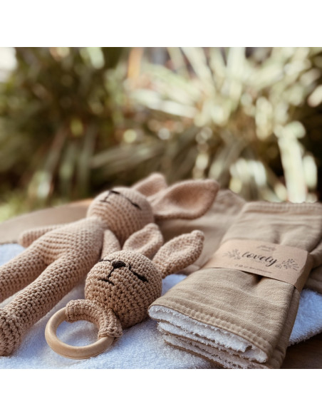 Set Baby: Mascota, Sonajero, 2 Babitas, 1 toallón