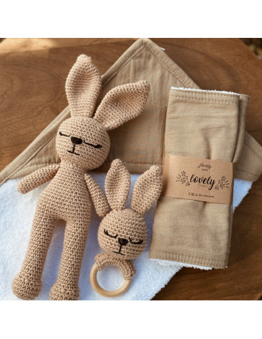Set Baby: Mascota, Sonajero, 2 Babitas, 1 toallón