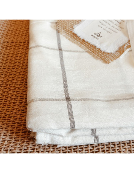 Mantel de Tusor Cuadros Plata