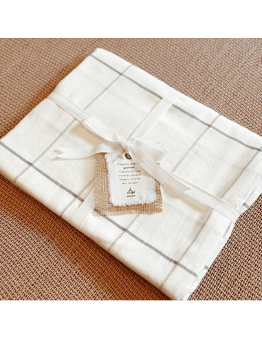 Mantel de Tusor Cuadros Plata