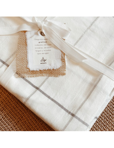 Mantel de Tusor Cuadros Plata