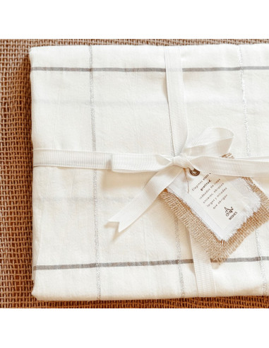 Mantel de Tusor Cuadros Plata