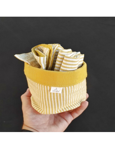 Promo 5 + 1 Free: Pack Individuales Reversibles + Contenedor Tusor MIl Rayas