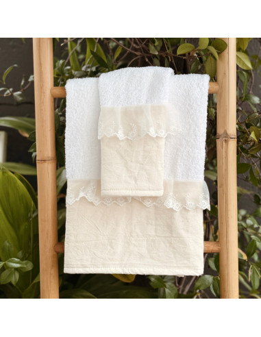Set Toallon  + Toalla de Mano - Encaje