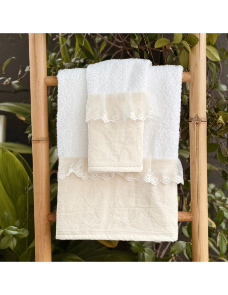 Set Toallon  + Toalla de Mano - Encaje