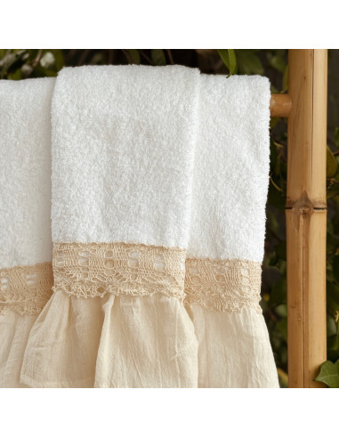 Set Toallon  + Toalla de Mano - Volado y Puntilla