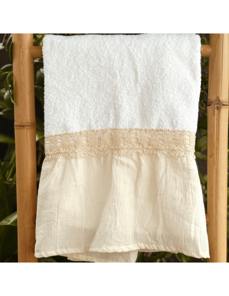 Set Toallon  + Toalla de Mano - Volado y Puntilla