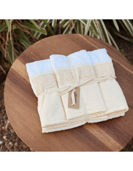 Set Toallón + Toalla  - Puntilla y Guarda