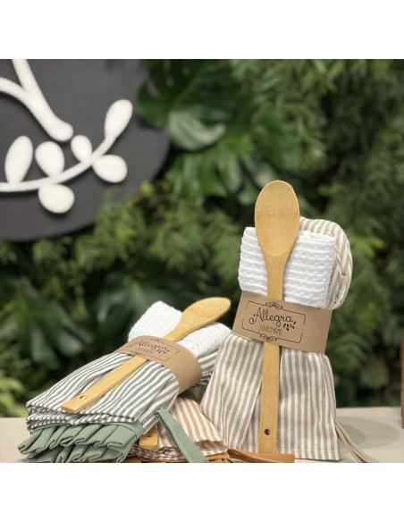 Set Manopla Vintage - Volados,  Repasador + Cuchara