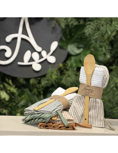 Set Manopla Vintage - Volados,  Repasador + Cuchara
