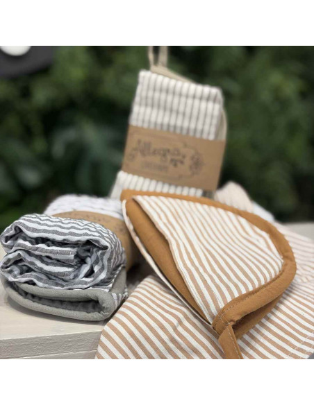 Set de Agarradera Bicolor Redondeada + Repasador