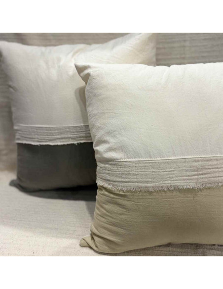 Combo Almohadones -  LISBOA Combinado Tusor y bambula desflecada