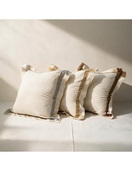 Combo Almohadones Oporto - Base Natural y Bordes en Gasa Color