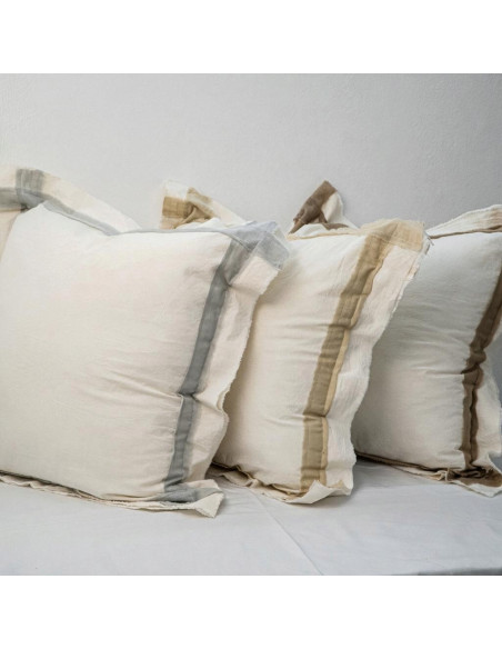 Combo Almohadones Oporto - Base Natural y Bordes en Gasa Color