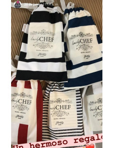 Set Chef Hombre : Delantal + Repasador + bolsita packaging