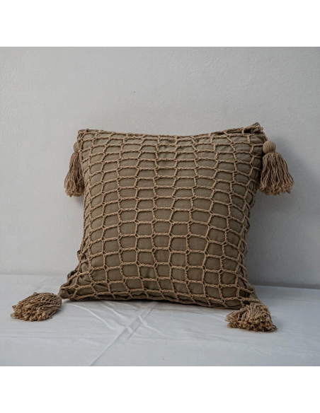 Almohadón - Cuadros Grandes Crochet y Borlas