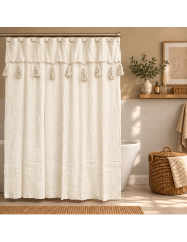 Cortina de Baño Paz - Cordon y Borlas Crochet
