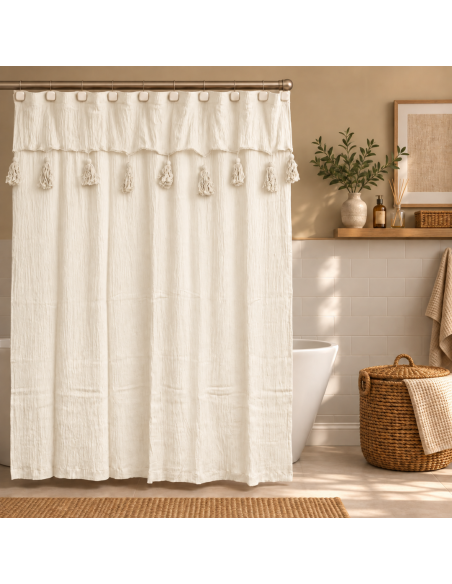 Cortina de Baño Paz - Cordon y Borlas Crochet