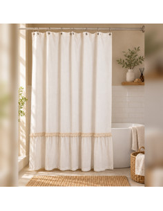 Cortina de Baño - Ara Combinado Blanco y Vol Nat