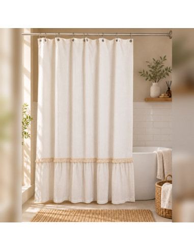 Cortina de Baño - Ara Combinado Blanco y Vol Nat