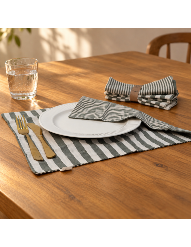 Individuales Reversibles x4 -  Rayas