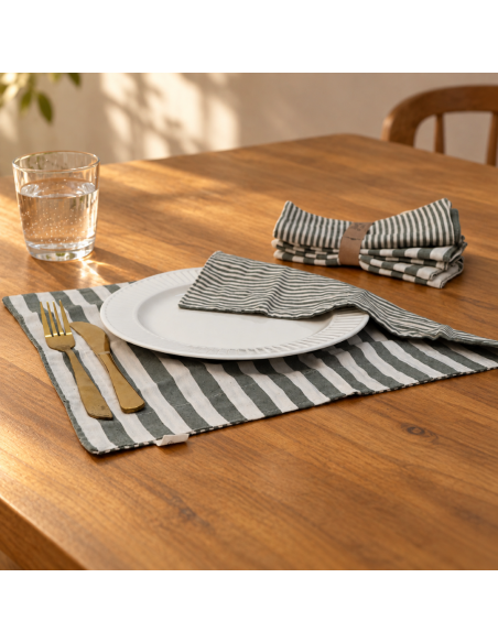 Individuales Reversibles x4 -  Rayas