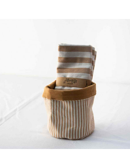 Pack Individuales Reversibles + Contenedor Tusor Rayas