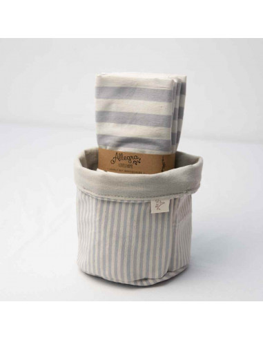 Pack Individuales Reversibles + Contenedor Tusor Rayas