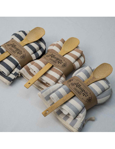 Set Manopla Vintage - Volados,  Repasador + Cuchara
