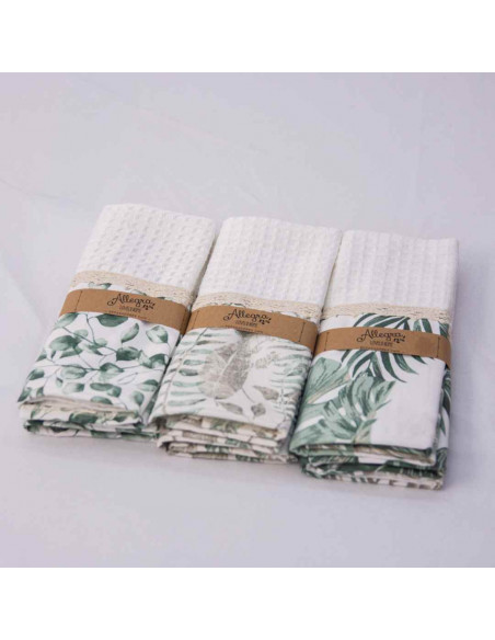 Pack de Repasadores Estampados Puntillas y Faja x2