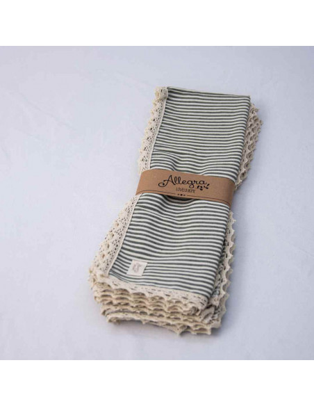 Mantel Diario - 90 x 90 cm  pack x 3 - Tusor con Puntilla