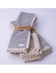 Mantel Diario - 90 x 90 cm  pack x 3 - Tusor con Puntilla