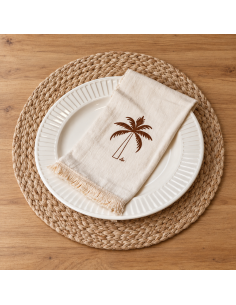 Servilletas  Estampadas Palmeras y Flecos x 4
