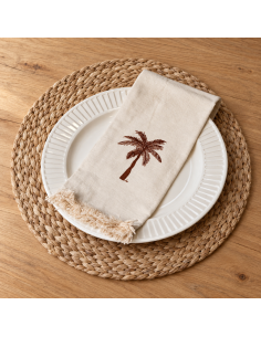 Servilletas  Estampadas Palmeras y Flecos x 4 2
