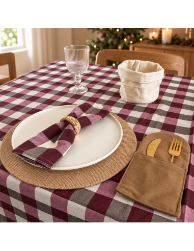 Mantel Cuadrille Bordo