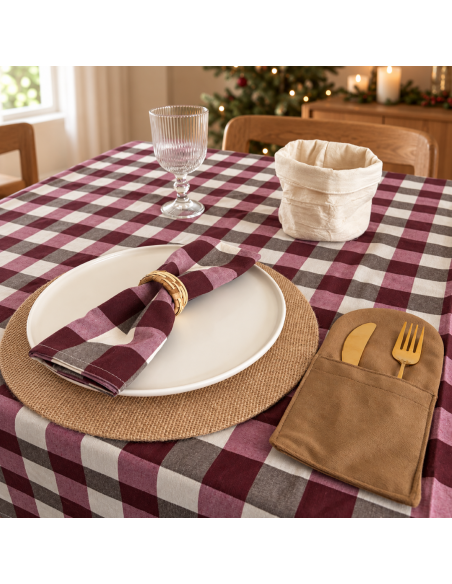 Mantel Cuadrille Bordo
