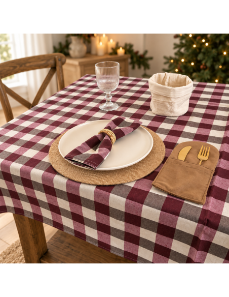 Mantel Cuadrille Bordo